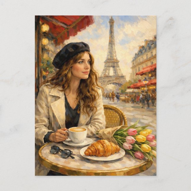Postal de la Torre Eiffel de París - Café de París (Anverso)