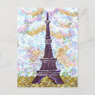postal de la Torre Eiffel Pointillism