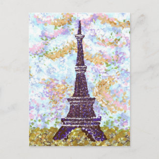 postal de la Torre Eiffel Pointillism