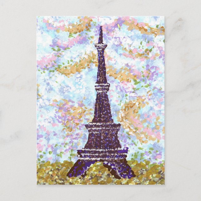 postal de la Torre Eiffel Pointillism (Anverso)