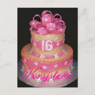 Postal de la torta de cumpleaños décimosexto