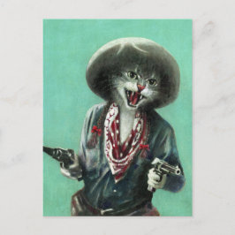 Postal de la vaquera del gatito del vintage