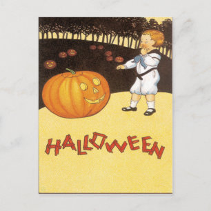 Postal de la vendimia del parche de calabaza