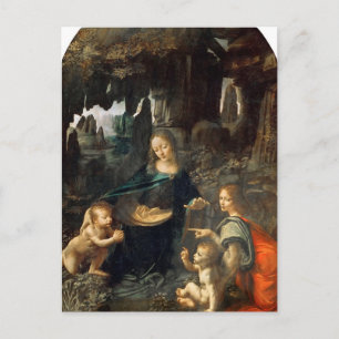 Postal de la Virgen de las Rocas de Leonardo da Vi