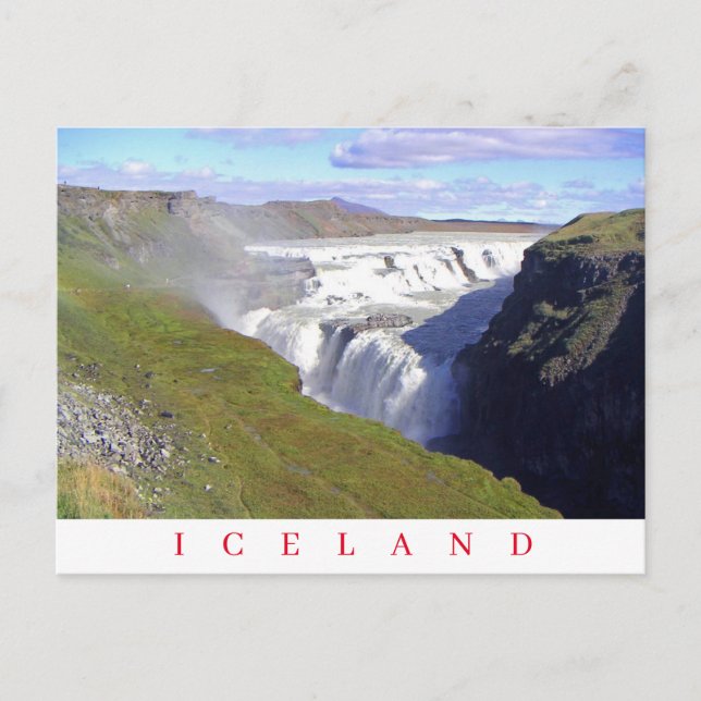 Postal de la vista de las cataratas de Gullfoss en (Anverso)