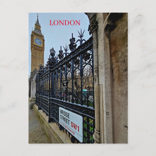 postal de la vista de signos de London Bridge Stre (Anverso)