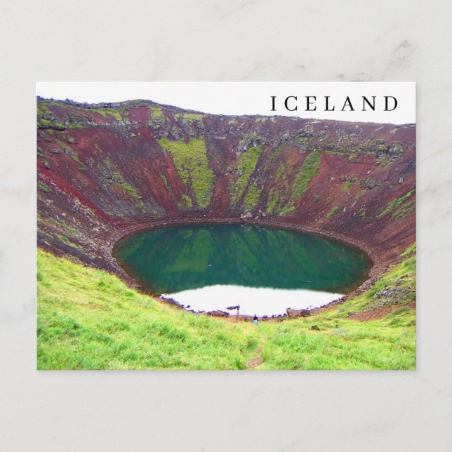 postal de la vista del cráter kerido de Islandia (Anverso)