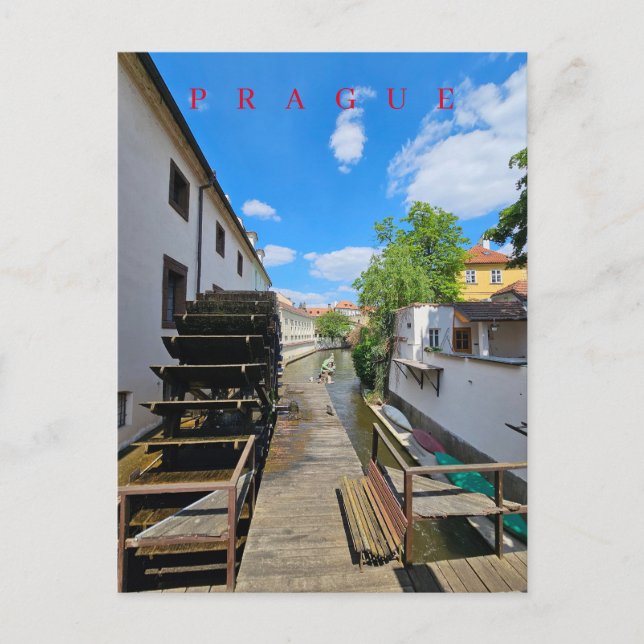 Postal de la vista del Molino de Agua de Praga (Anverso)
