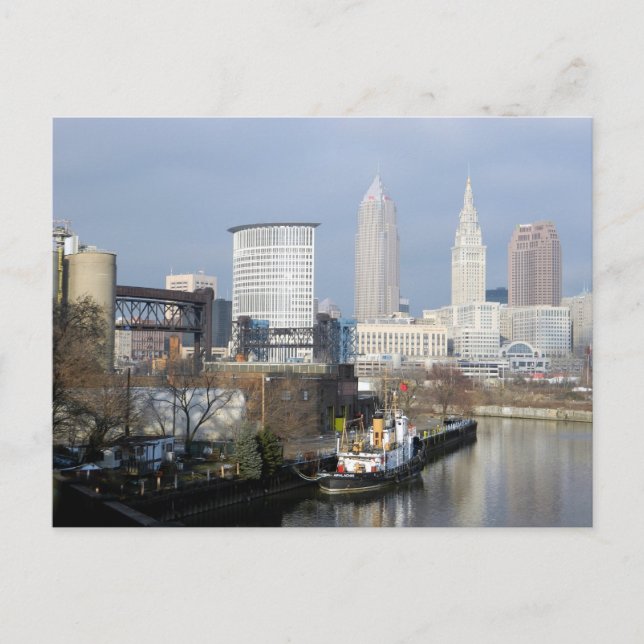 Postal de la vista del río Cleveland, Ohio (Anverso)