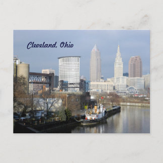 Postal de la vista del río Cleveland, Ohio
