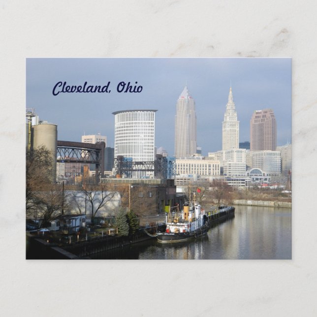 Postal de la vista del río Cleveland, Ohio (Anverso)