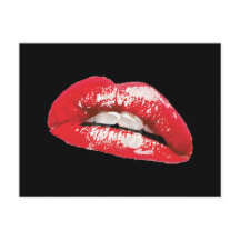 Postal de labios calientes rojos