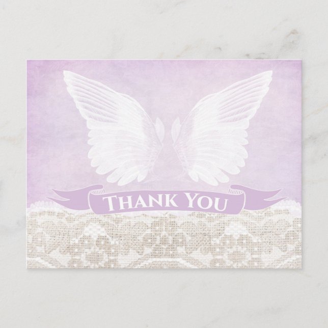 postal de las alas ángeles, angel gracias nota (Anverso)