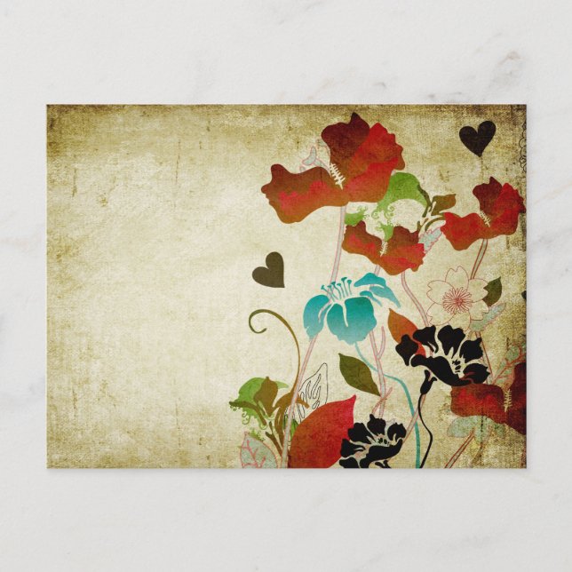 Postal de las amapolas del vintage (Anverso)