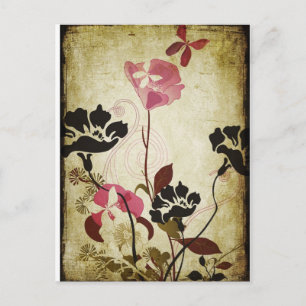 Postal de las amapolas del vintage