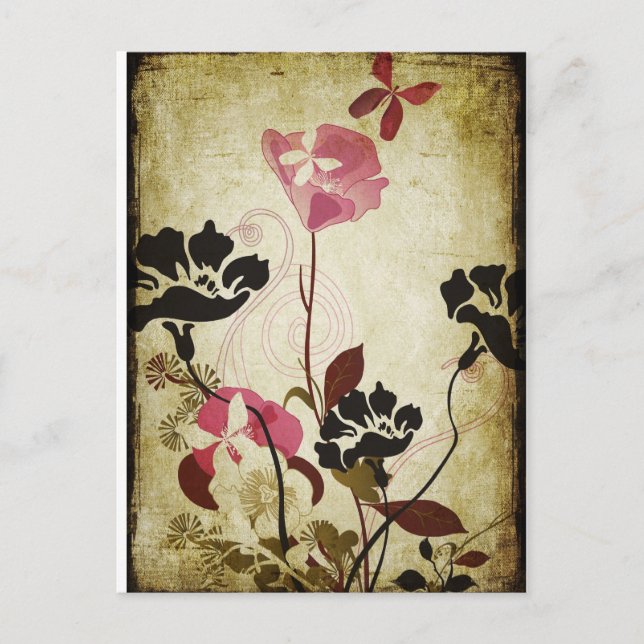 Postal de las amapolas del vintage (Anverso)