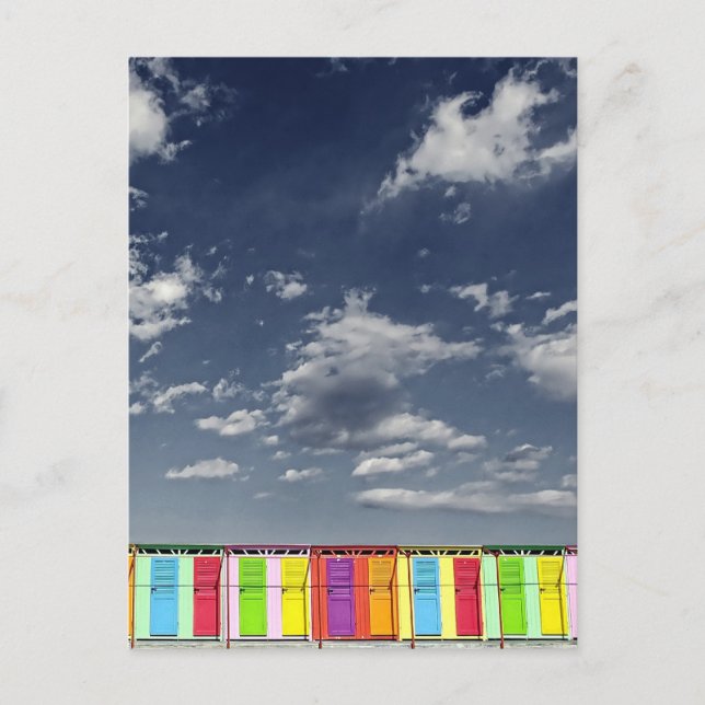 Postal de las cabañas de baño de colores (Anverso)