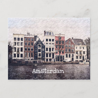 postal de las casas de Ámsterdam