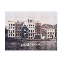postal de las casas de Ámsterdam