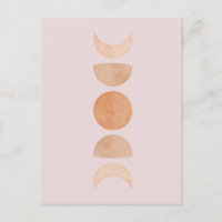 Postal de las fases rosadas de la luna