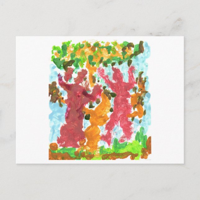 postal de las figuras de baile rojo (Anverso)