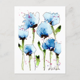Postal de las Flores de color azul