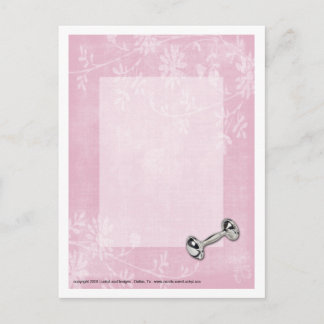 Postal de las flores rosadas de la niña bebé