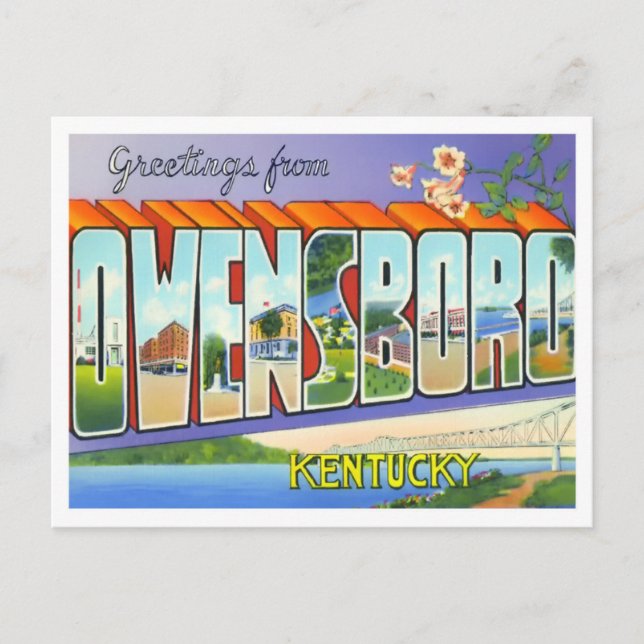 Postal de las grandes letras de Owensboro, Kentuck (Anverso)
