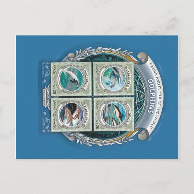 Postal de las Maldivas para delfines (Anverso)