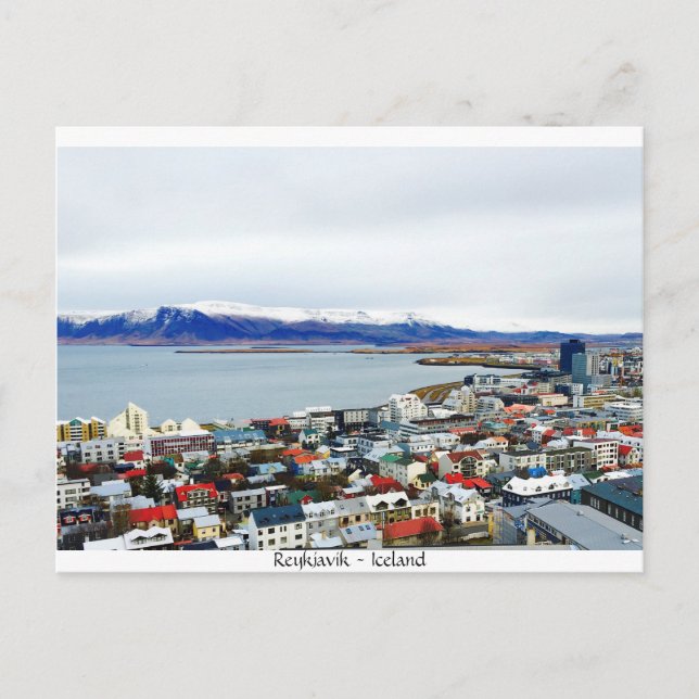 Postal de las montañas del tejado de Reykjavik (Anverso)