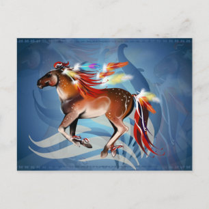 Postal de las plumas brillantes de los caballos N