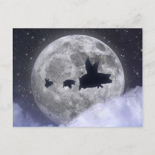 Postal de lechones voladores de la familia de cerd