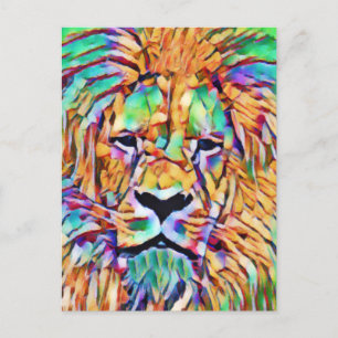 Postal de león - Arte vibrante