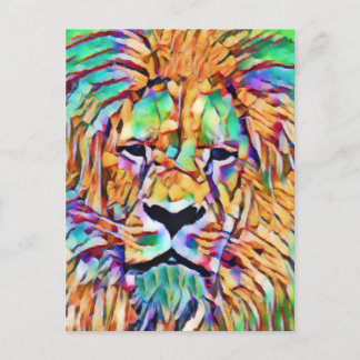 Postal de león - Arte vibrante