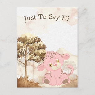 Postal de leopardo rosa Personalizado infantil
