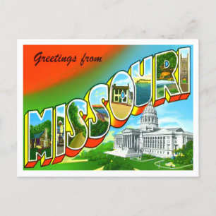 Postal de letras grandes de la época de Missouri