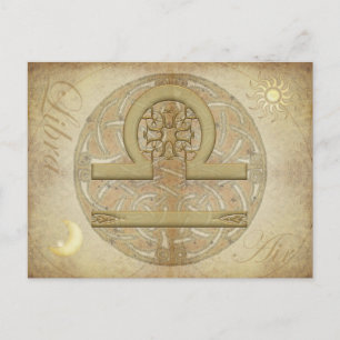 Postal de Libra de Rótulo Zodiac