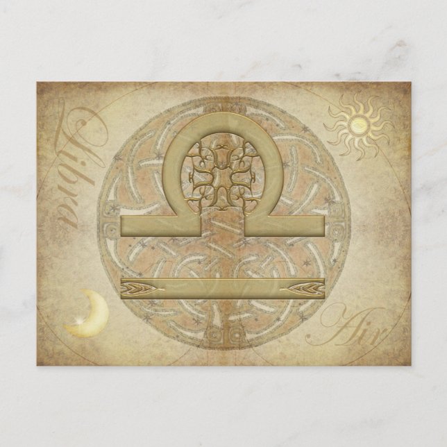 Postal de Libra de Rótulo Zodiac (Anverso)