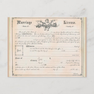 Postal de licencia de matrimonio de vintage
