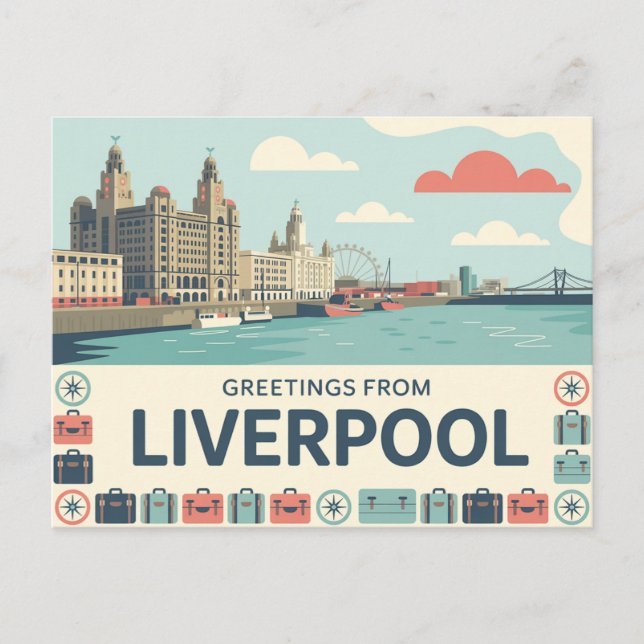 Postal de Liverpool Vintage | Saludos desde (Anverso)