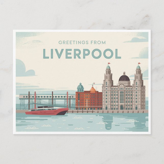 Postal de Liverpool Vintage | Saludos desde (Anverso)