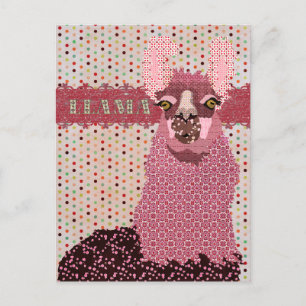 Postal de Llama Rosa Pokadot
