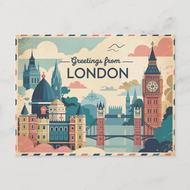 Postal de Londres vintage | Saludos desde Londres (Anverso)