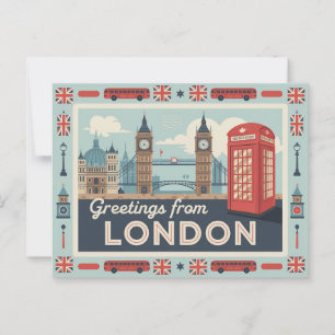 Postal de Londres vintage   Saludos desde Londres