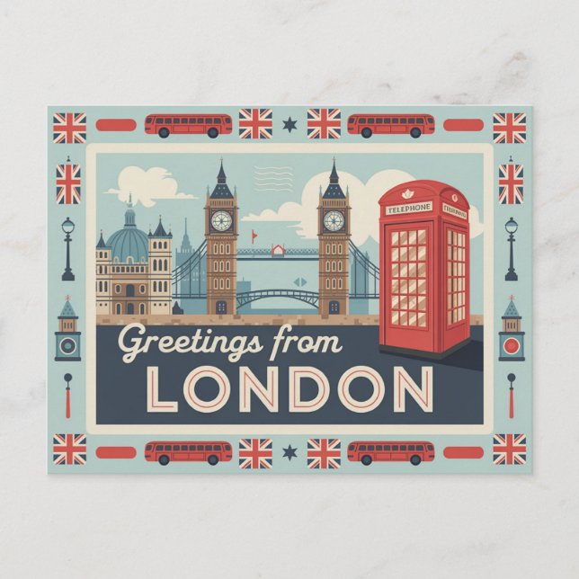 Postal de Londres vintage | Saludos desde Londres (Anverso)
