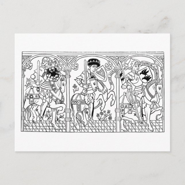 Postal de los Caballeros Galopando (Anverso)