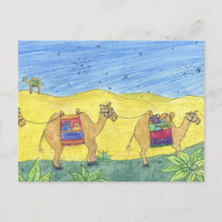 Postal de los camellos del navidad