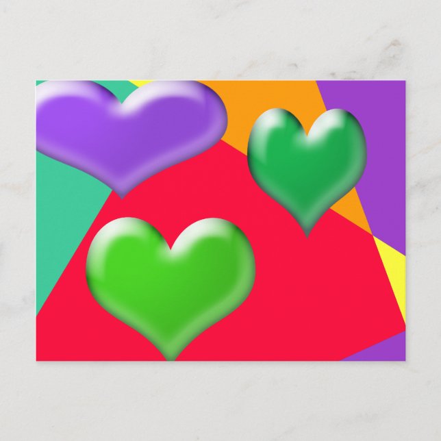 Postal de los corazones de burbujas (Anverso)