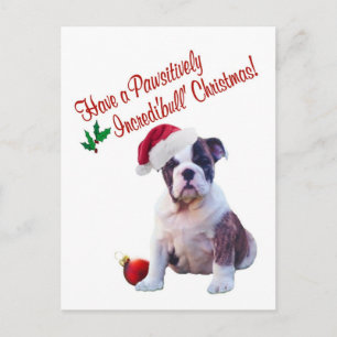 Postal de los deseos del navidad del bulldog