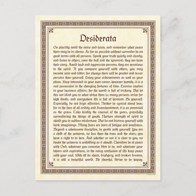 Postal de los desiderátums (Anverso)
